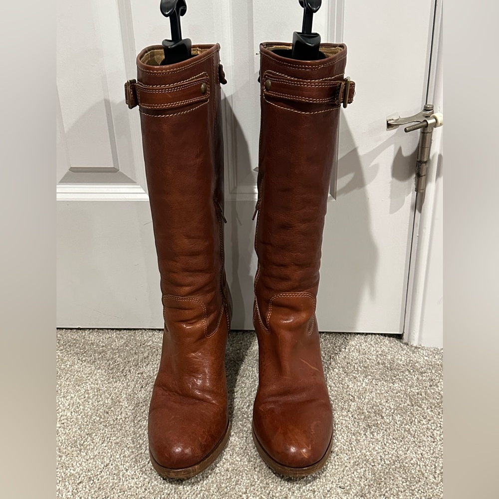 COACH Maxene Calf Q262 Boots - Whiskey 10 - Picture 2 of 9